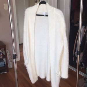 Oversized furry white long cardigan